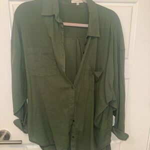 Z Supply Women's Olive Button Down Shirt